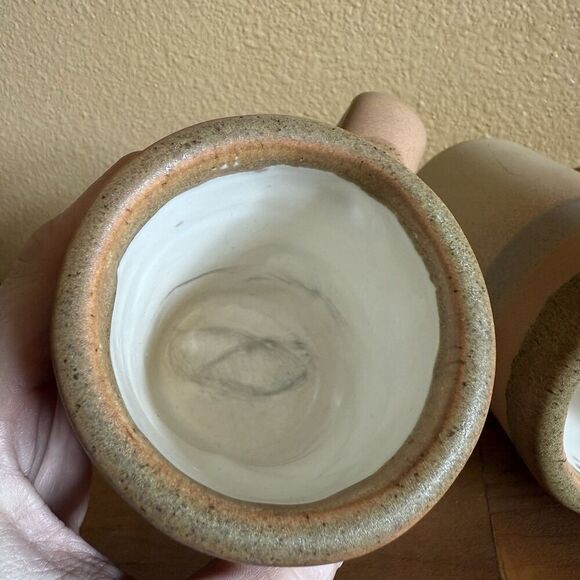 Vintage Rodolfo Padilla Signed Drip Glaze Tall Narrow Ceramic Mugs - Set of 2 - Picture 7 of 11